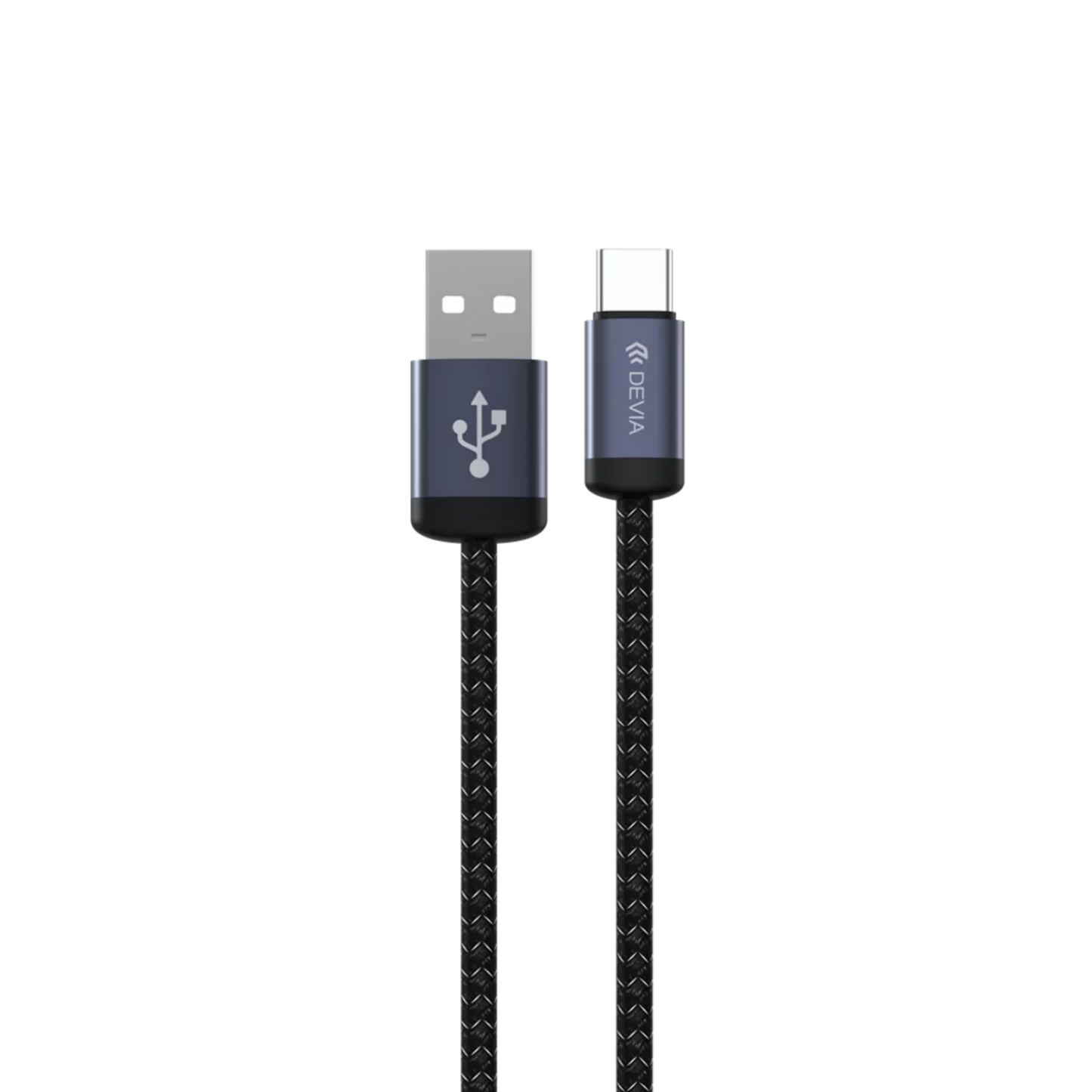 Devia - 1m (2.1A) Mesh Armour USB to USB-C Cable - Black