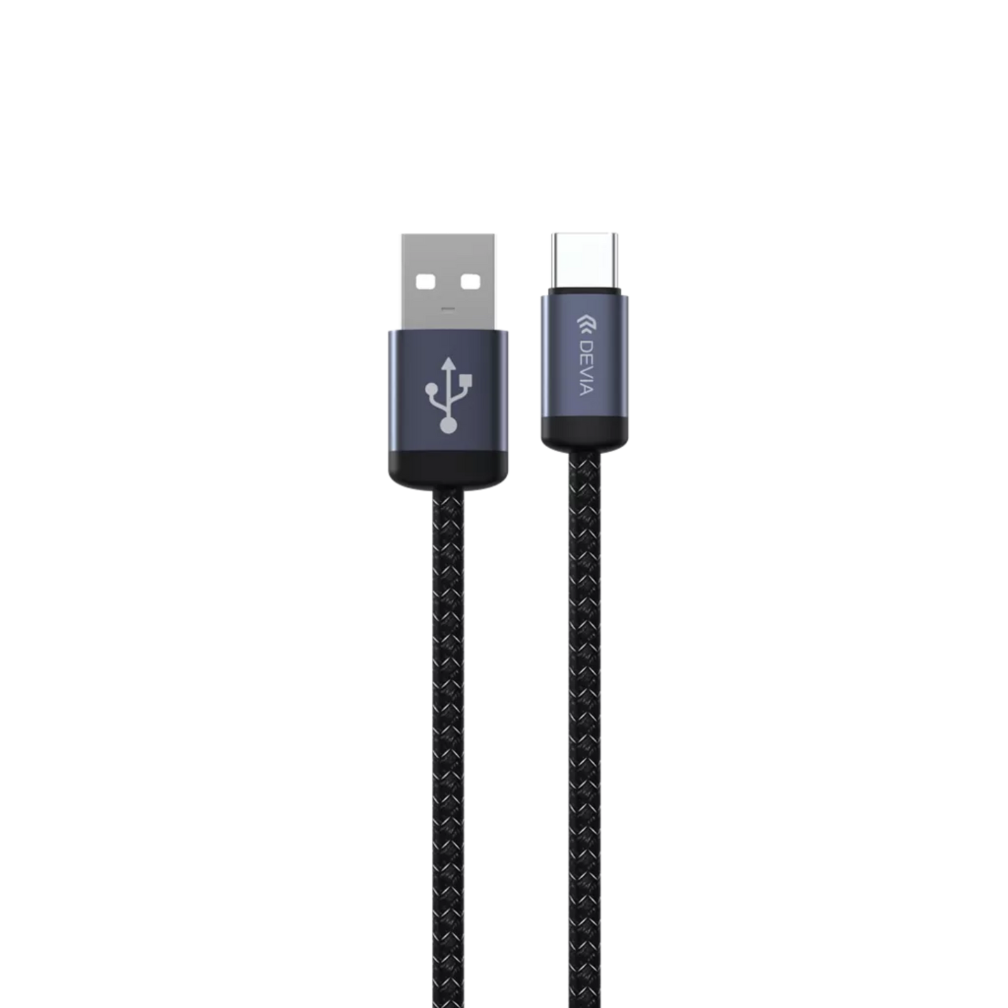 Devia - 2m (2.1A) Mesh Armour USB to USB-C Cable - Black
