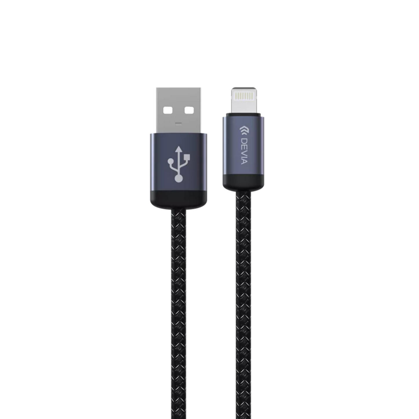 Devia - 1m (2.4A) Mesh Armour USB to Non-MFi Lightning Cable - Black