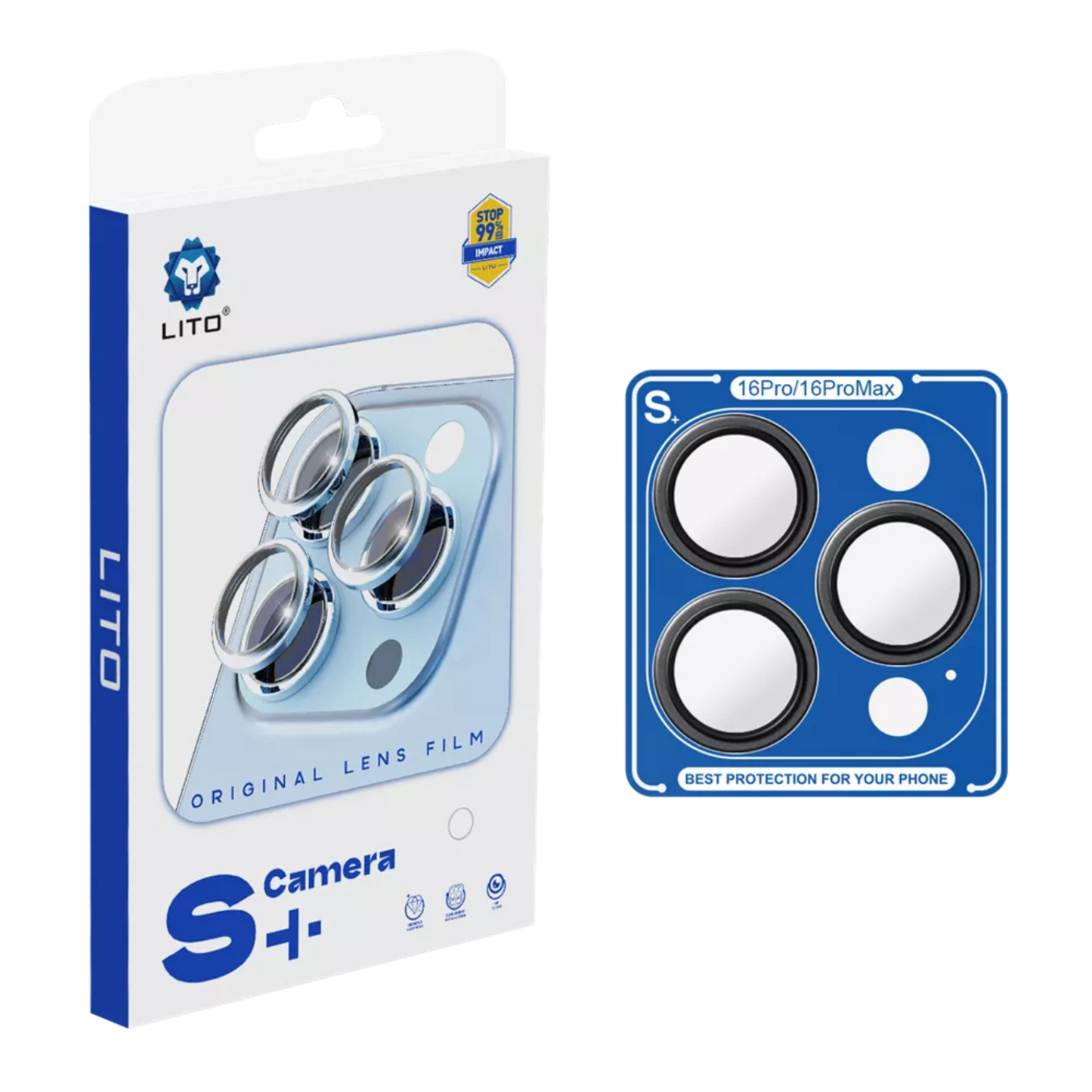 Lito - Camera Ring Glass & Easy Install Applicator for iPhone 16 Pro & iPhone 16 Pro Max - Black