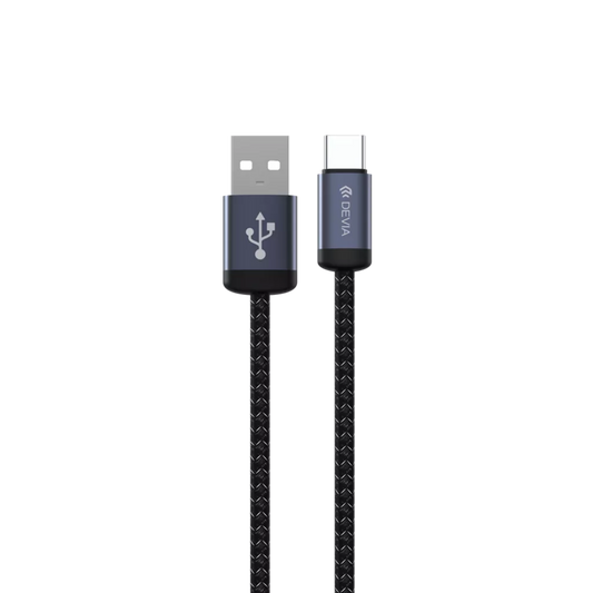Devia - 1m (2.1A) Mesh Armour USB to USB-C Cable - Black
