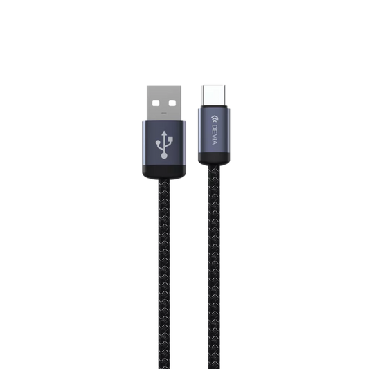 Devia - 2m (2.1A) Mesh Armour USB to USB-C Cable - Black